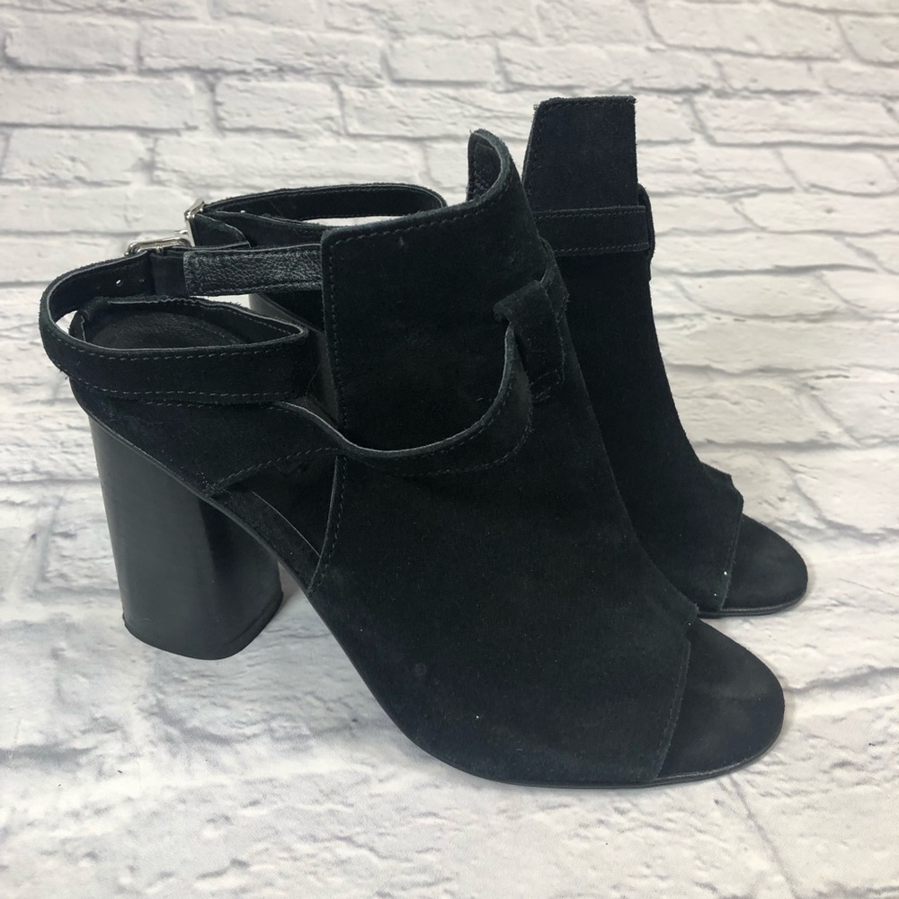 Topshop leather suede block peep toe sandals Size 38 Chunky block heel